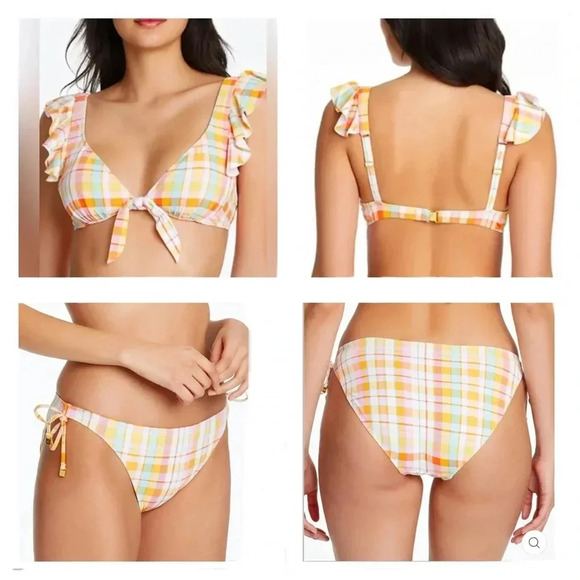 Bleu Rod Beattie Hip To Be Square Ruffle Off the Shoulder Swim Top & Bottom # 12 - Picture 1 of 11